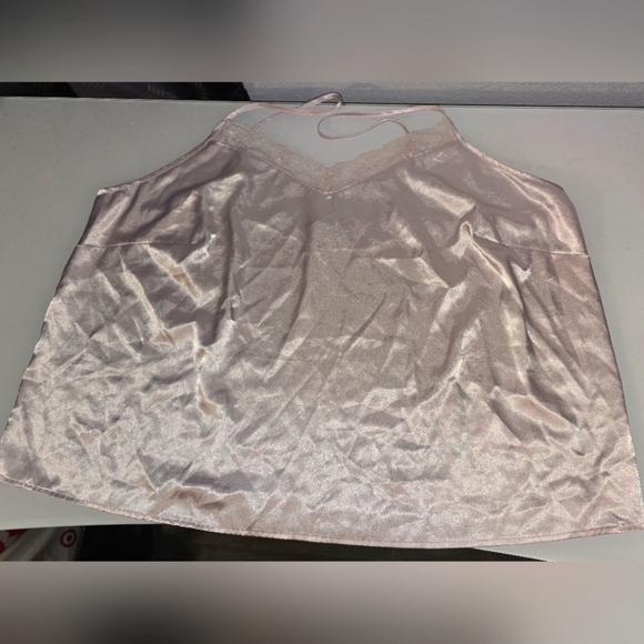 Adore Me Satin Luana Pajama Cami & Short Set Light Pink & Floral Purple Plus 2X - Picture 13 of 13